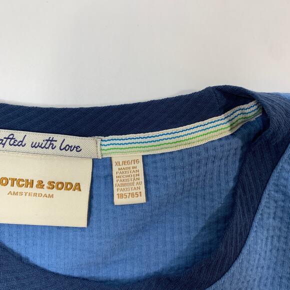 Scotch & Soda Shirt Mens XL Extra Large Copen Blue Stretch Cotton Crew Neck Tee - Picture 6 of 11